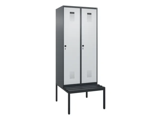 locker met bank,voor scheiding van kleding,HxBxD 2120x800x815mm,2vak