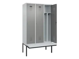 locker met bank,voor scheiding van kleding,HxBxD 2120x1200x815mm,3vak