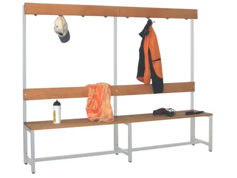 Omkleedbank Lxb 2000X400Mm Houten Latten Haken Enkelzijdig Lichtgrijs