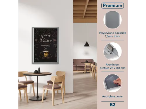 Europel Kliklijst Premium B2 50x70cm 25mm Zilver