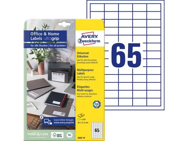 Etiquette Avery 3666-10 38x21,2mm blanc 650 pièces