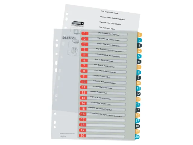 Cosy tabbladenA4 11-gaatsperforatie PP set 1-20