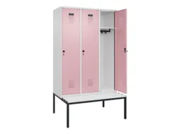 locker met bank,HxBxD 2120x1200x815mm,3vak,vak B 400mm,draaigrendel