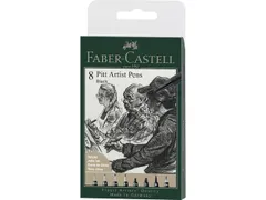 Tekenstift Faber-Castell Pitt Artist Pen etui 8 stuks 199 zwart lijndi