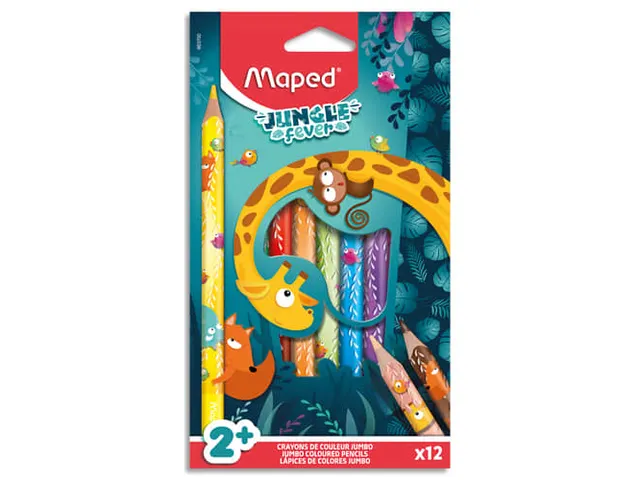 Kleurpotlood Maped Jungle Fever jumbo set à 12 kleuren