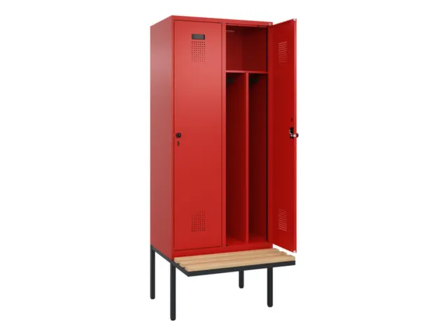 locker met bank,voor scheiding van kleding,HxBxD 2120x800x815mm,2vak