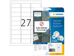 HERMA 4347 Verwijderbare etiketten A4 63,5x29,6mm Wit 675 stuks