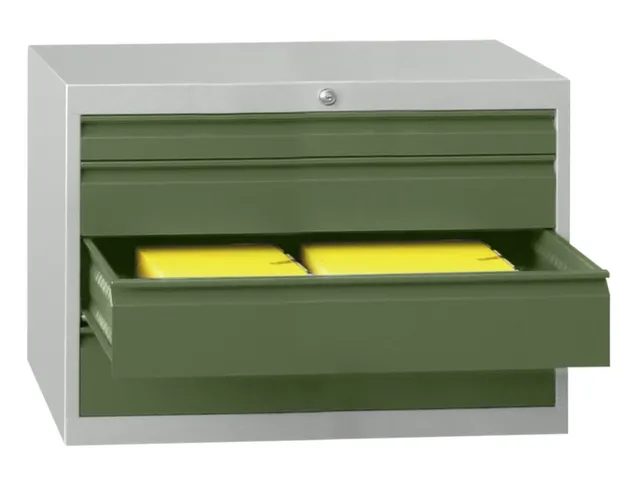 ladekast 600x1023x600mm 4laden cilinderslot RAL7035 front RAL6011