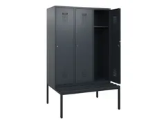 locker met bank,HxBxD 1950x1200x815mm,3vak,vak B 400mm,cilinderslot