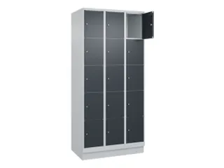 lockerkast,HxBxD 1950x900x500mm,3x5vakken,vak B 300mm,cil.-slot,sokkel - 1