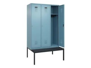 locker met bank,HxBxD 2120x1200x815mm,3vak,vak B 400mm,cilinderslot - 1