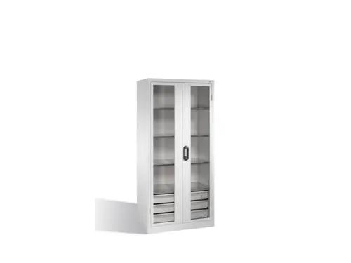 werkplaatskast,HxBxD 1950x930x500mm,3xStalen bodem,3lade(n),cil.-slot
