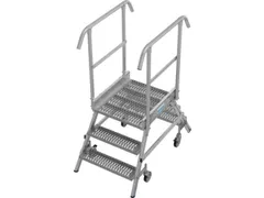 bordestrap,verrijdbaar,bordes H 0,75m,2x3treden m. R13-laag,aluminium