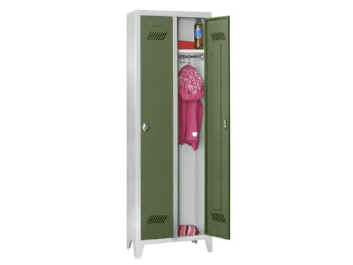 lockerkast v. kinderen,HxBxD 1600x630x500mm,2vak,RAL7035,front RAL6011