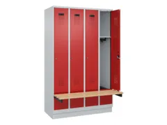locker met bank,HxBxD 1950x1200x815mm,4vak,vak B 300mm,cilinderslot