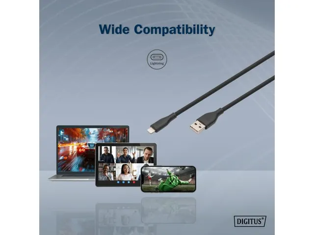 USB siliconen oplaadkabel USB-A Lightning 0,5m USB 2.0 12W Zwart