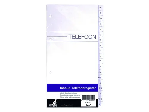 Telefoonregister navulling Kangaro A-Z 200x100mm 4-rings