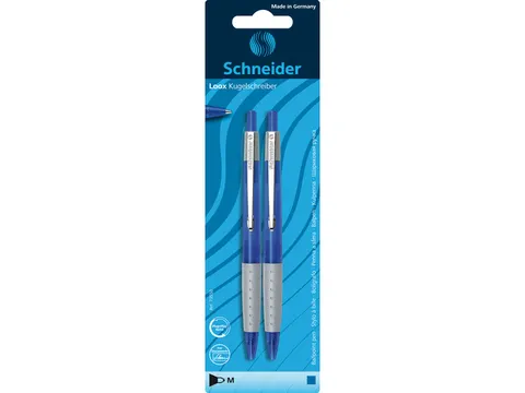 Balpen Schneider Loox softgrip 2 stuks blauw op blister