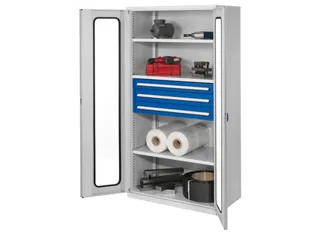 Materiaalkast Vensterdeuren 1950x1000x600mm 3legborden 3laden Ral7035 - 1