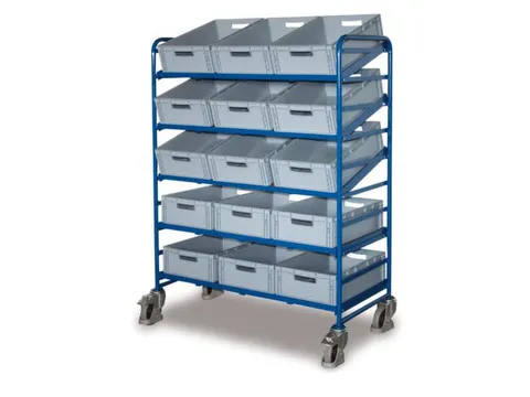 Etagewagen 250kg 15 Eurobakken 1695x1350x665mm 5 Etages Open Frame