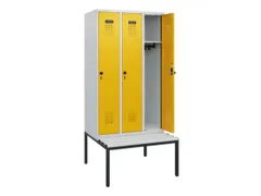 locker met bank,HxBxD 1950x900x815mm,3vak,vak B 300mm,draaigrendel