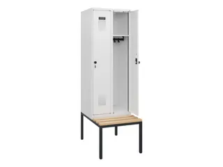 locker met bank,HxBxD 1950x600x815mm,2vak,vak B 300mm,draaigrendel - 1