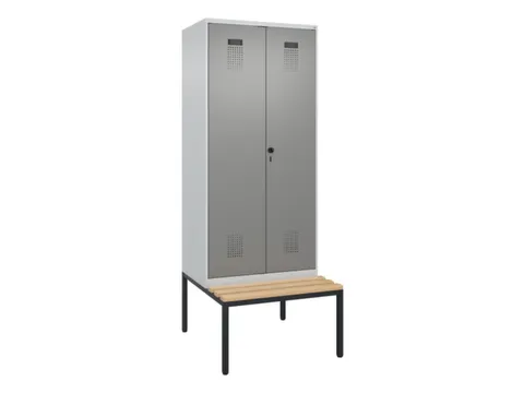 locker met bank,voor scheiding van kleding,HxBxD 2120x800x815mm,2vak