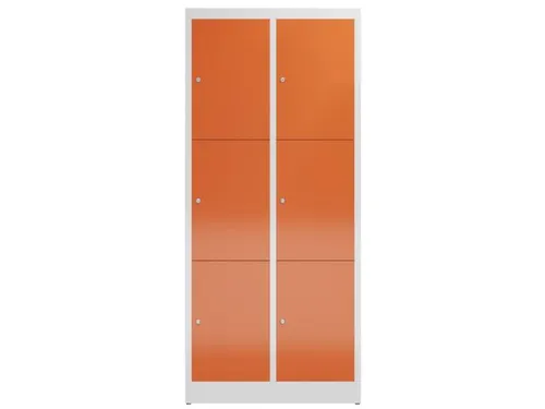 Lockerkast 1800x800x500mm 2x3 vakken cilinderslot, sokkel, RAL3000
