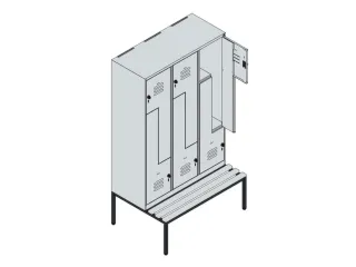Z-garderobekast,HxBxD 2120x1200x815mm,6vak,vak B 400mm,draaigrendel - 3