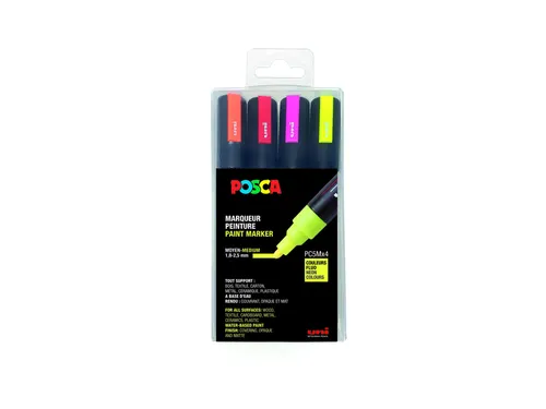 Verfstift Posca PC5M Medium Punt 1,8-2,5mm fluor 4st assorti