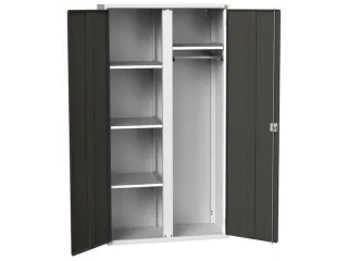 Lockerkast 2000x1050x550mm 4 vakken, dubbele vleugeldeur, RAL7016 - 1