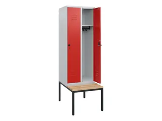 locker met bank,HxBxD 1950x600x815mm,2vak,vak B 300mm,draaigrendel - 2