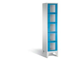 Lockerkast 1850x420x500mm 1x5 vakken Cilinderslot Poten, RAL5012 - 2
