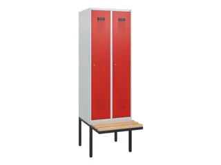 locker met bank,HxBxD 1950x600x815mm,2vak,vak B 300mm,cilinderslot - 2