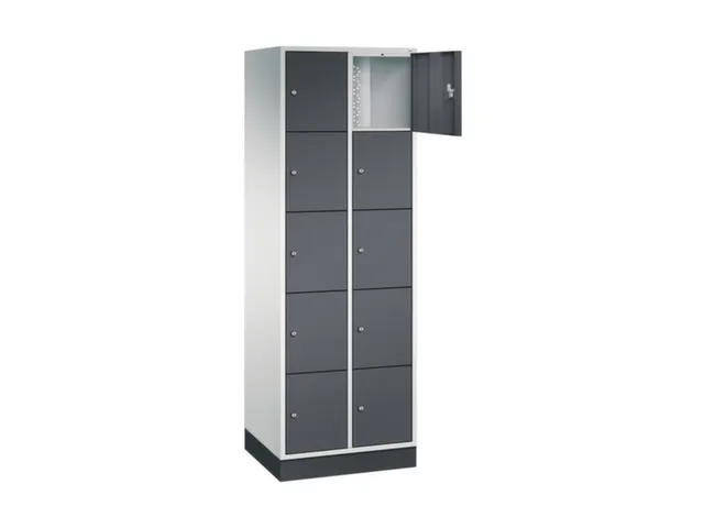 lockerkast,RAL 7035/RAL 7021,HxBxD 1950x620x500mm,2x5vakken,cil.-slot