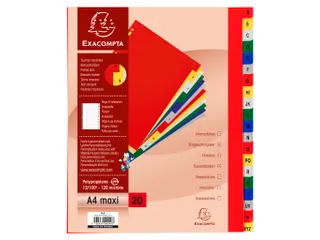 Bedrukte tabbladen alfabetisch PP 12/100ste 20-delig A4 Maxi Assorti - 1