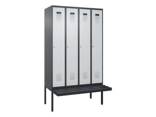 locker met bank,voor scheiding van kleding,HxBxD 2120x1200x815mm,4vak