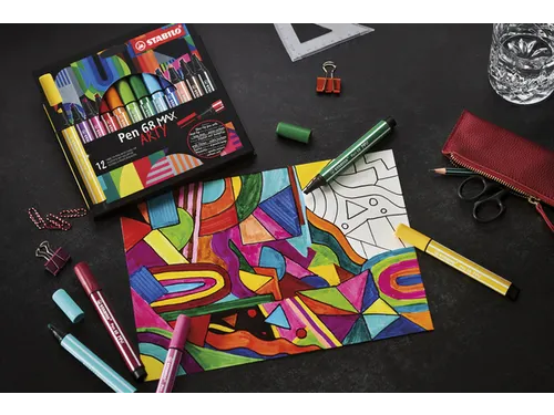 Viltstift STABILO Pen 68 /12 Max Arty assorti etui à 12 stuks