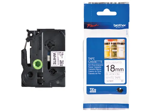 Labeltape Brother P-touch TZe-N241 ongelamineerd 18mm zwart op wit