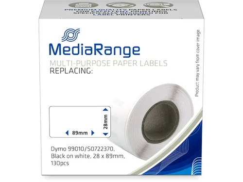 Labels alternatief DYMO 99010 zwart op wit 28x89mm 130 stuks