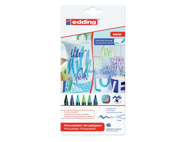 Viltstift Brushpen Edding 4535 Porselein Koele Kl Etui à 6 Stuks