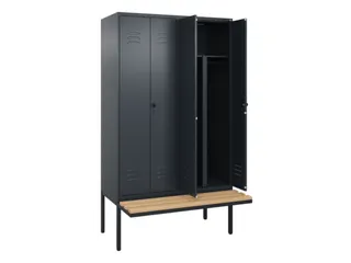 PBM-locker met bank,HxBxD 2120x1200x815mm,4vak,vak B 300mm - 2