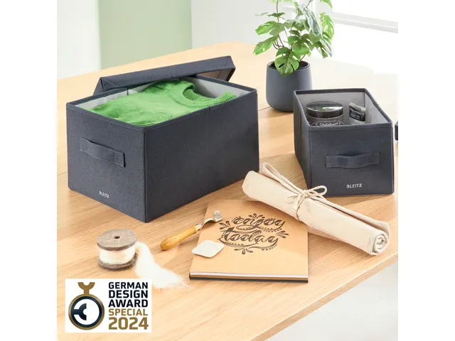 Boîte de rangement Leitz tissu avec couvercle 285x203x380mm gris 2pcs