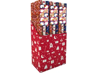 Inpakpapier Sint 200x70cm set à 3 rollen + stickervel met 10 etikette - 1