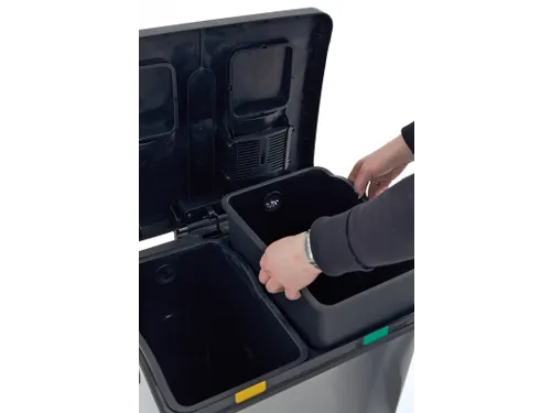 Afvalbak Rejoice EKO 2x30 Liter met kunststof binnenbak RVS
