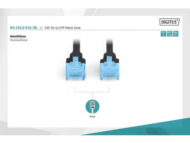 CAT 5e U-UTP patchkabel PVC AWG 26/7 Lengte 1m Zwart