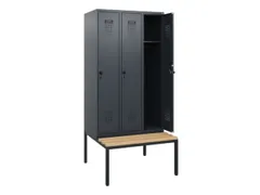 locker met bank,HxBxD 1950x900x815mm,3vak,vak B 300mm,draaigrendel