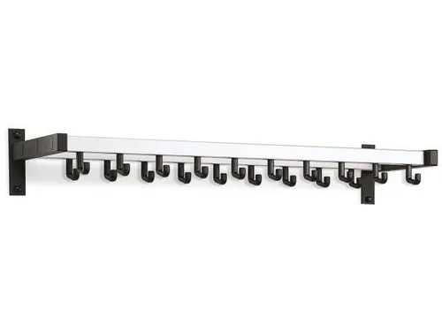 Wandgarderobe 1000x330mm 19 Haken Hoedenplank Aluminium-Zwart