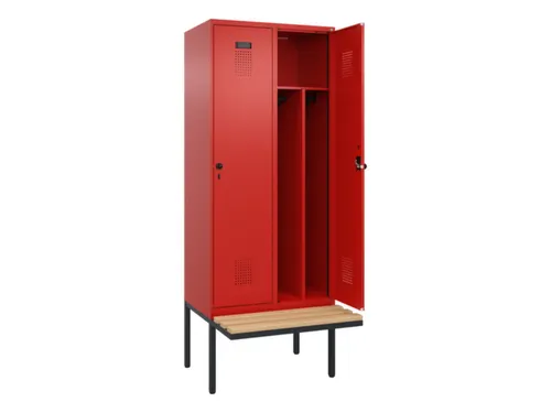 locker met bank,voor scheiding van kleding,HxBxD 2120x800x815mm,2vak