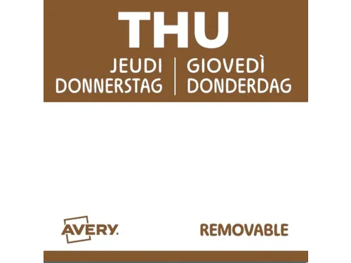 Etiket Avery HACCP donderdag bruin 25x25mm 1000 stuks